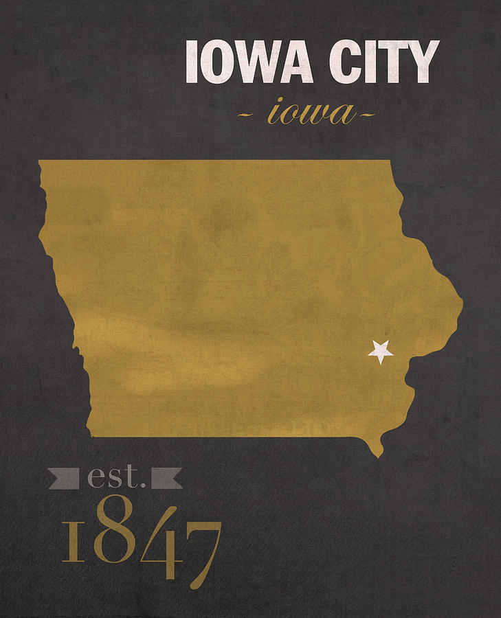University Of Iowa Mixed Media - University of Iowa Hawkeyes Iowa City College Town State Map Poster Series No 049 by Design Turnpike