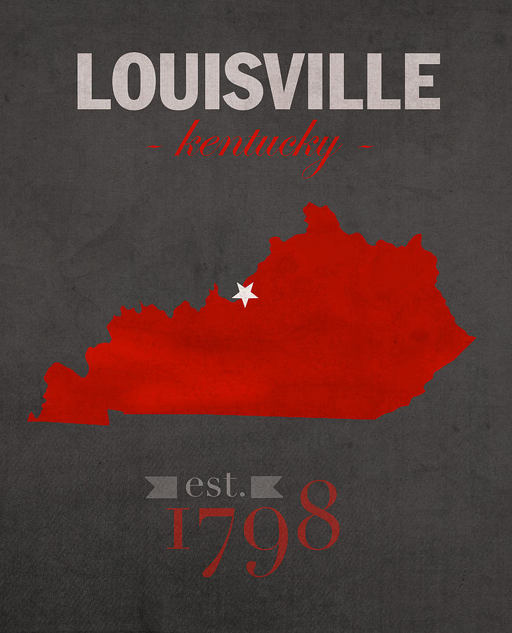 University of Louisville Cardinals Kentucky College Town State Map Poster Series No 059 Mixed ...