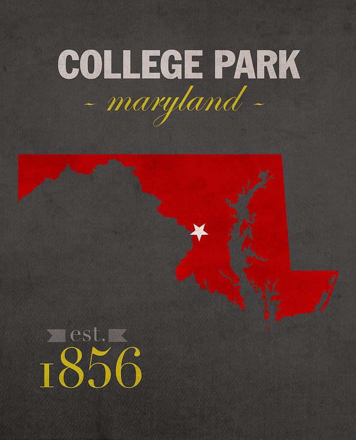 University Of Maryland Mixed Media - University of Maryland Terrapins College Park College Town State Map Poster Series No 061 by Design Turnpike