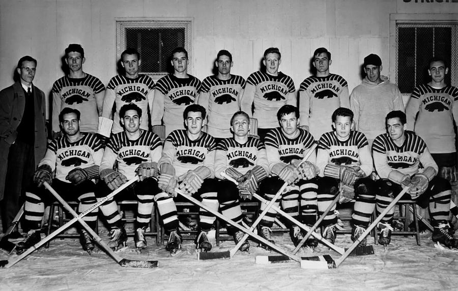 University Of Michigan Photograph - University of Michigan Hockey Team 1947 by Mountain Dreams
