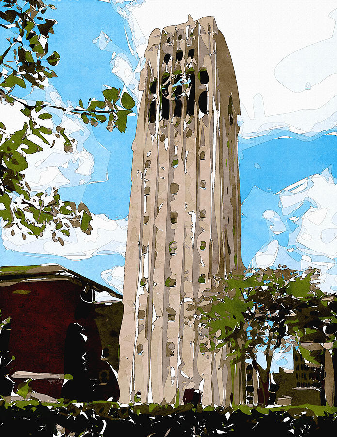 Architecture Digital Art - University of Michigan Tower Abstract by Phil Perkins