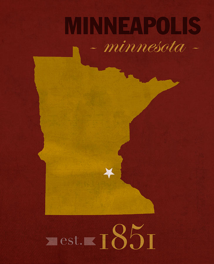 University Of Minnesota Mixed Media - University of Minnesota Golden Gophers Minneapolis College Town State Map Poster Series No 066 by Design Turnpike