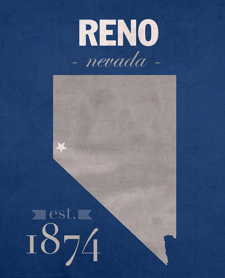 University Of Nevada Mixed Media - University of Nevada Reno Wolfpack College Town State Map Poster Series No 072 by Design Turnpike