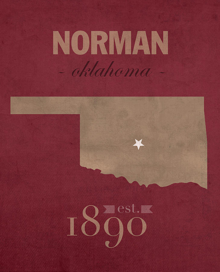 University Of Oklahoma Mixed Media - University of Oklahoma Sooners Norman College Town State Map Poster Series No 083 by Design Turnpike