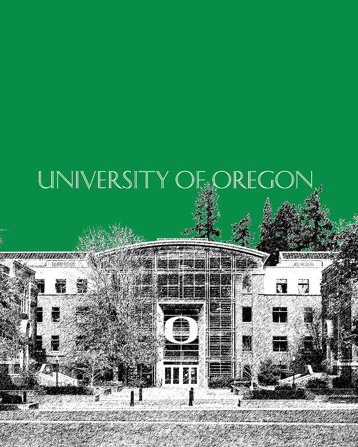 Architecture Digital Art - University of Oregon - Forest Green by DB Artist