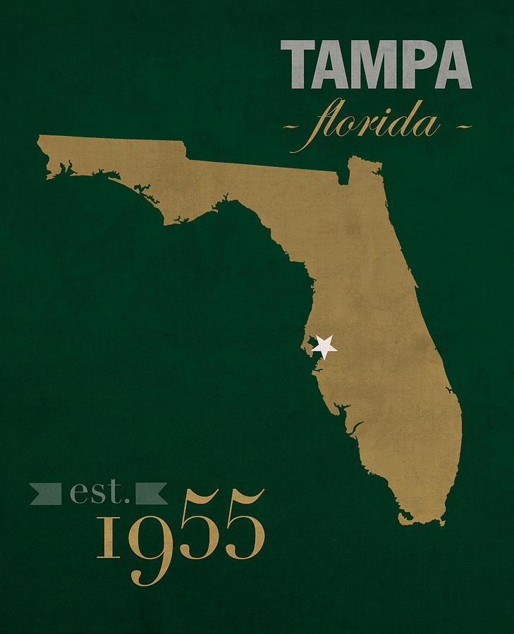 University of South Florida Bulls Tampa Florida College Town State Map Poster Series No 101 Mixed Media by Design Turnpike