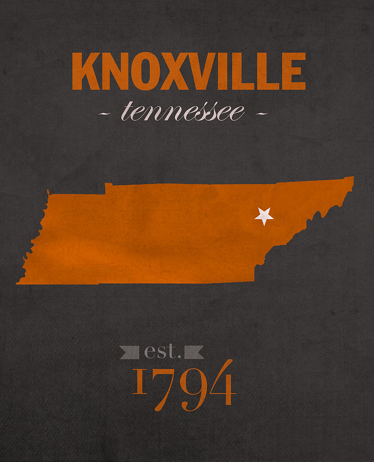 University Of Tennessee Mixed Media - University of Tennessee Volunteers Knoxville College Town State Map Poster Series No 104 by Design Turnpike