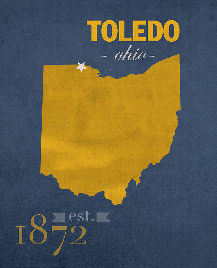 University Of Toledo Mixed Media - University of Toledo Ohio Rockets College Town State Map Poster Series No 112 by Design Turnpike