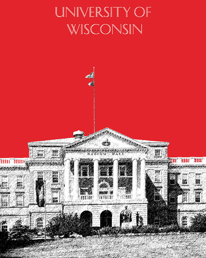 Architecture Digital Art - University of Wisconsin - Red by DB Artist