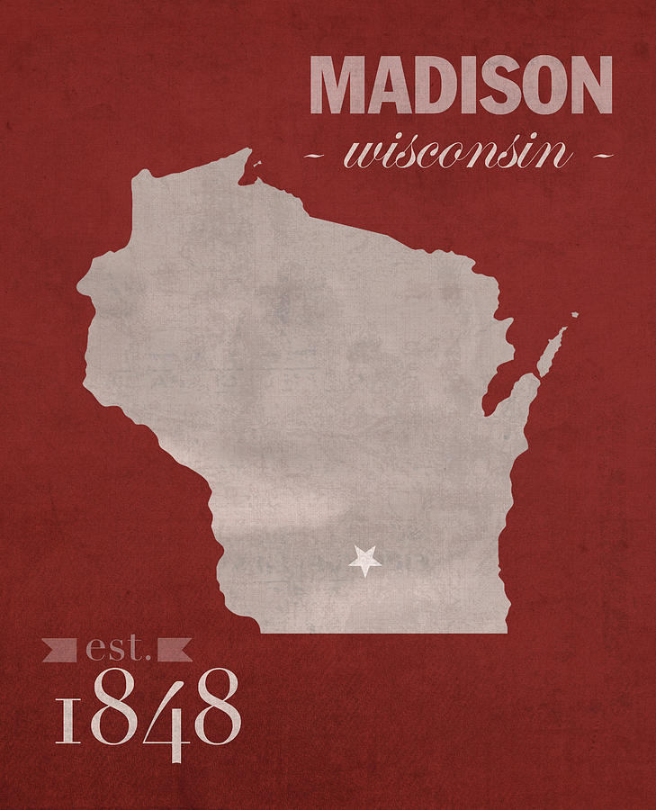 University Of Wisconsin Mixed Media - University of Wisconsin Badgers Madison WI College Town State Map Poster Series No 127 by Design Turnpike