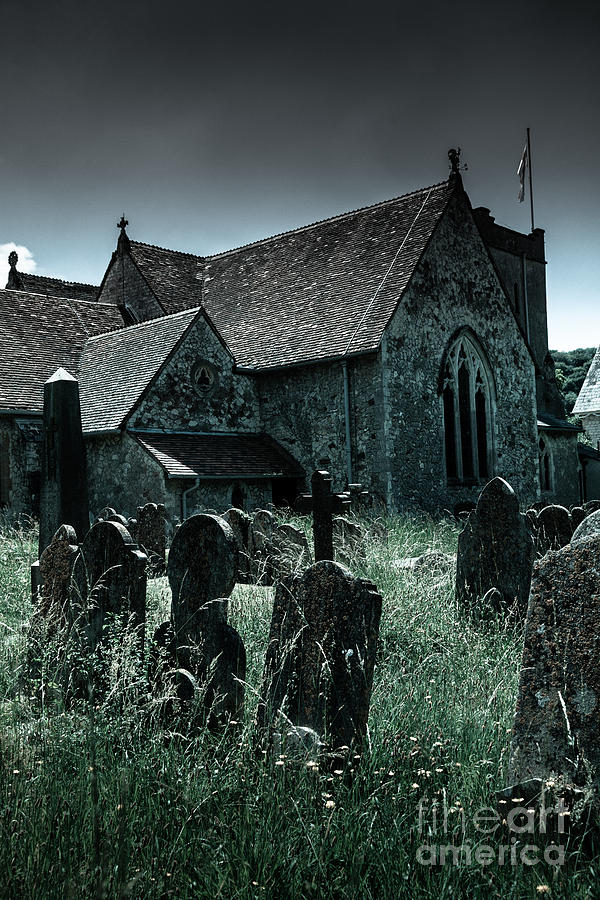 unkempt overgrown gravestones in the churchyard of St Marys chu Photograph by Peter Noyce