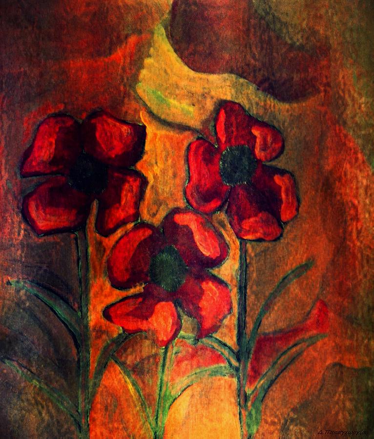 Nature Painting - Unknown Flowers by Dimitra Papageorgiou