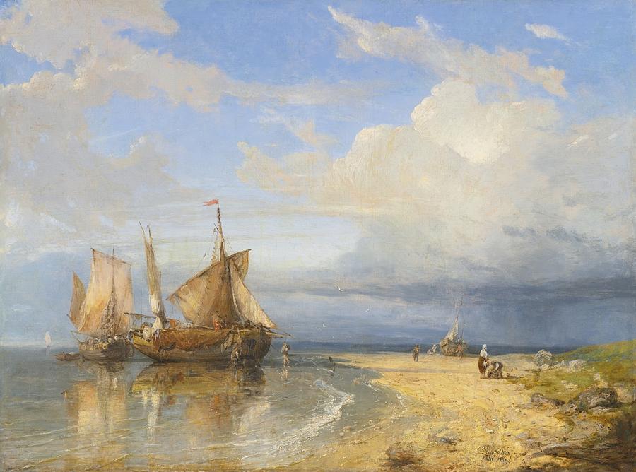 Sea Painting - Unloading The Catch by Celestial Images