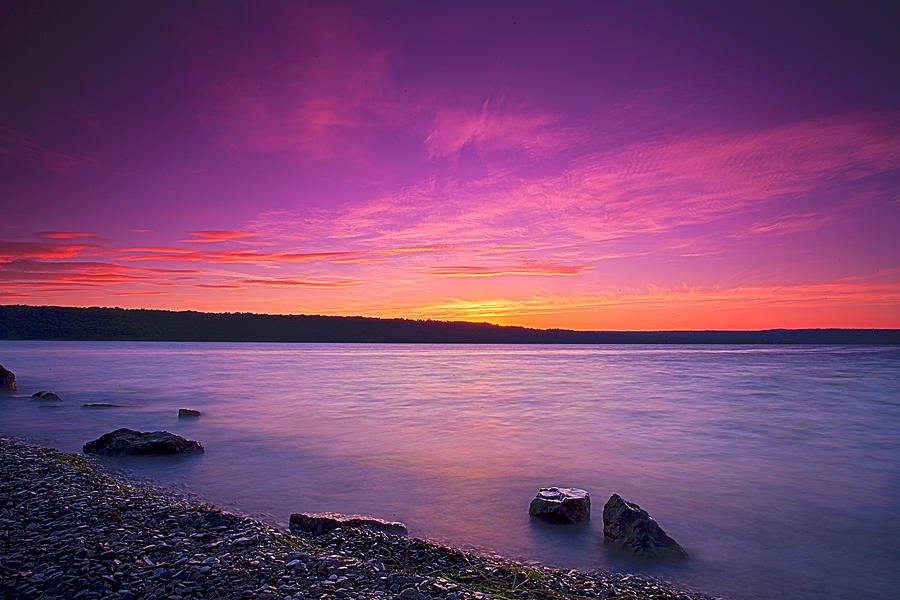 Sunrise In Cayuga Lake II Ithaca New York Photograph by Paul Ge