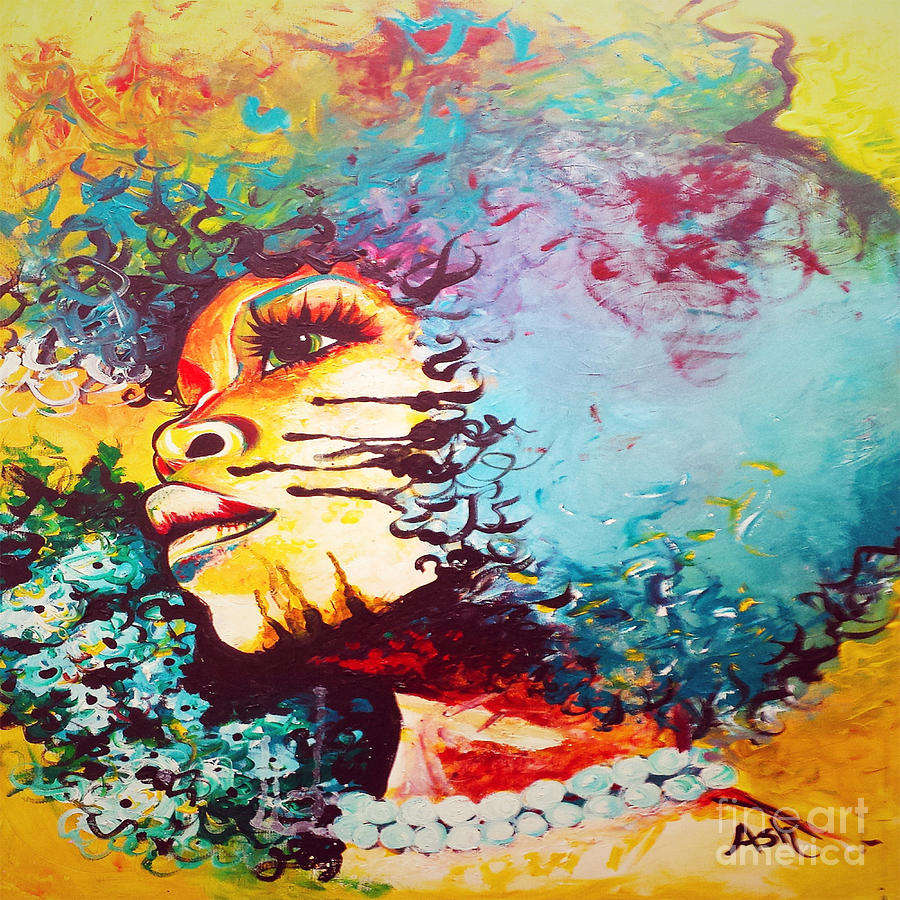 Erykah Badu Digital Art - Unstrained Afro Blue by Respect the Queen