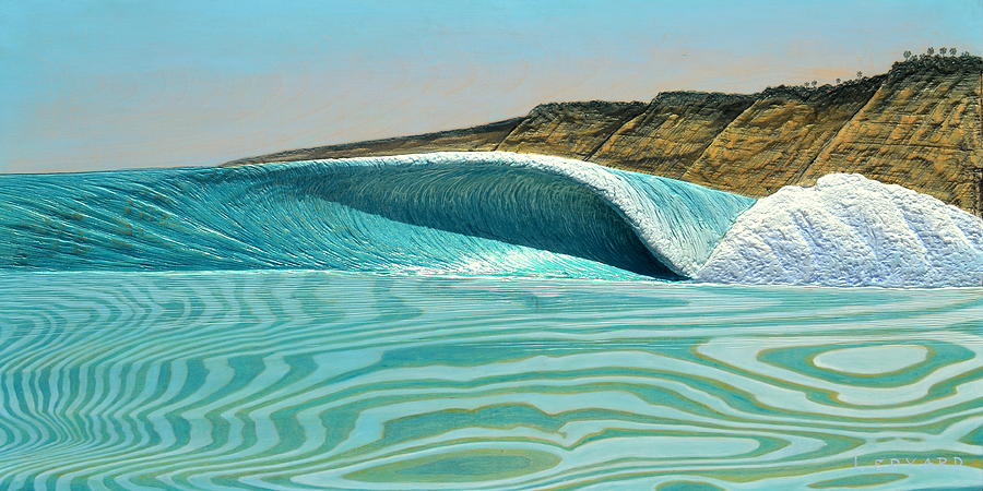 Surfing Painting - Aqua Barrel by Nathan Ledyard