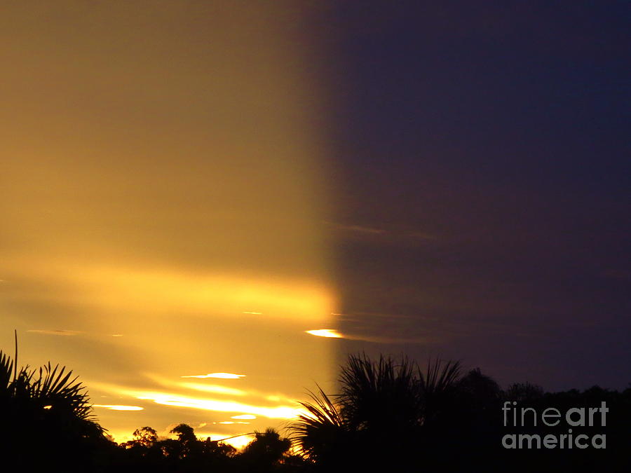 Unusual Florida Sunset With Partial Blockage In Shadow. Photograph by Robert Birkenes