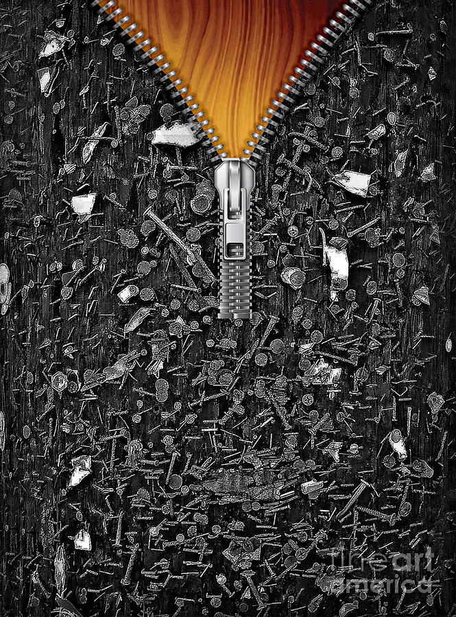 Unzipped Wounded Telephone Pole Photograph by Fei A
