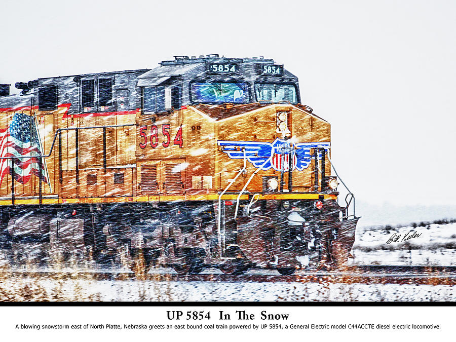 UP 5854 In The Snow with description Photograph by Bill Kesler