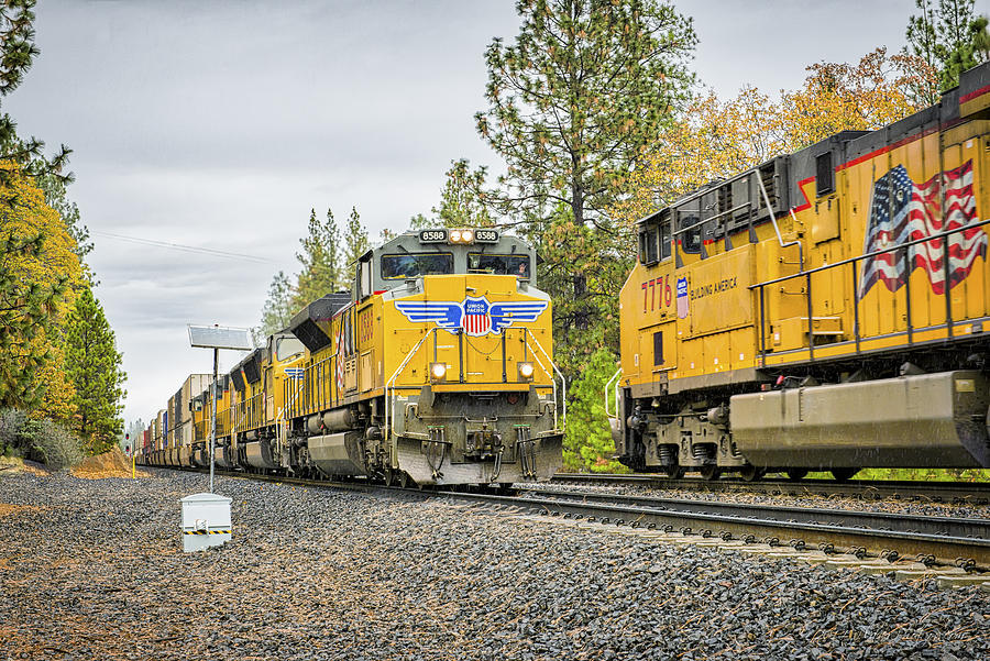 Train Photograph - UP 8588 and 7776 by Jim Thompson