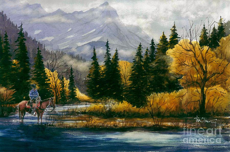 Up Cottonwood Creek Painting by Tim Oliver
