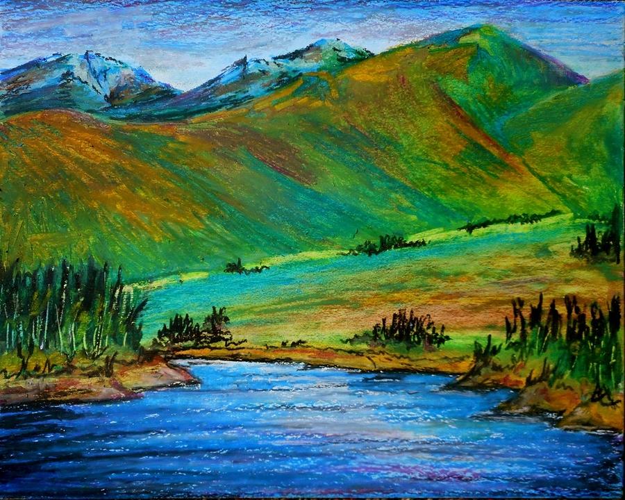 Up River from Camp Painting by Carolyn Doe