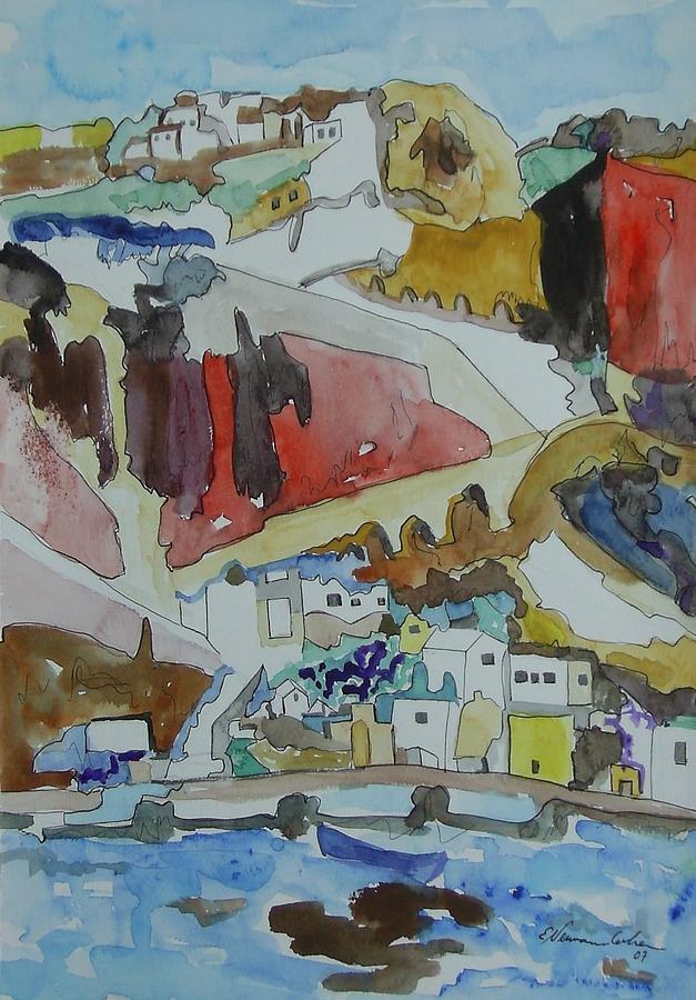 Up Santorini Painting by Esther Newman-Cohen