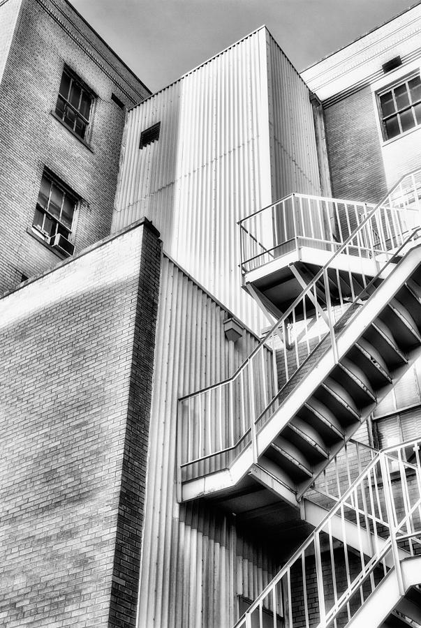 Up the Down Staircase BW - Greensboro Photograph by Dan Carmichael