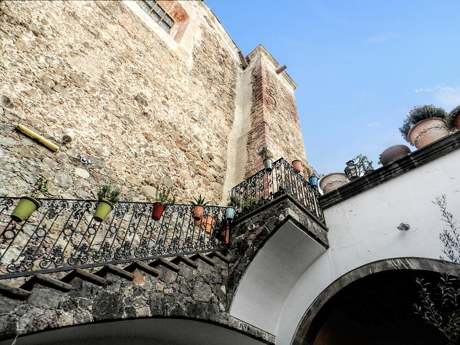 Up the Stairs San Miguel de Allende Mexico  Color Photograph by Cathy Anderson