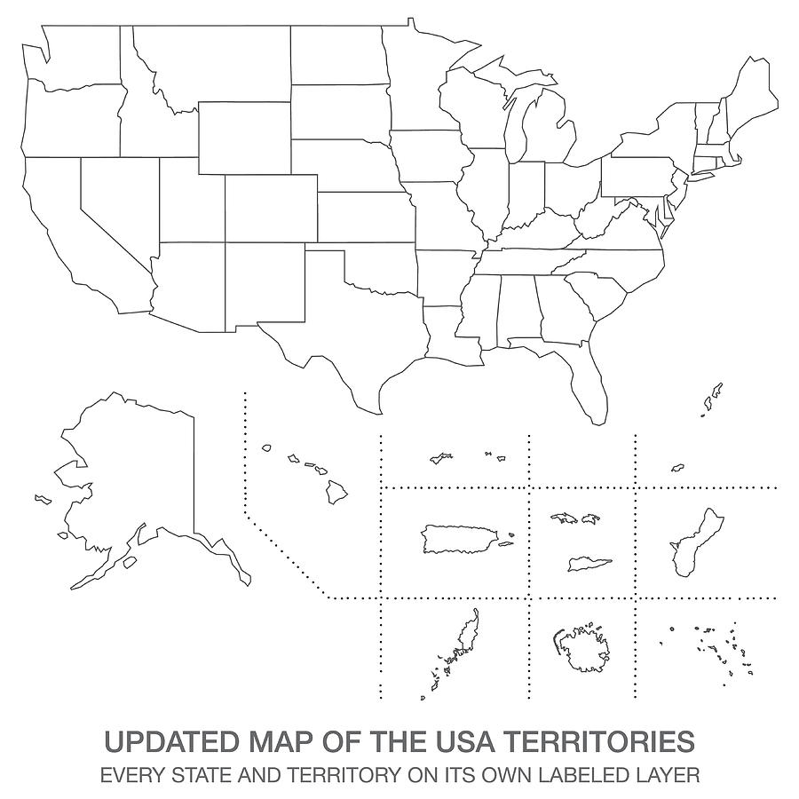 Updated map of the USA Territories Drawing by Calvindexter