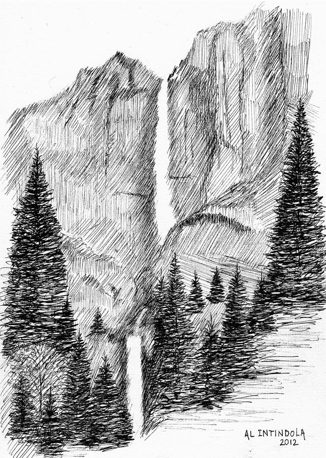 Upper and Lower falls Drawing by Al Intindola