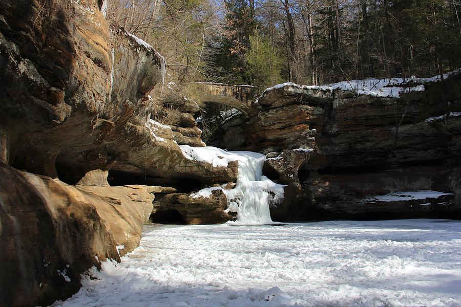 Winter Photograph - Upper Falls at Old Mans Cave Winter  by Jeff Roney