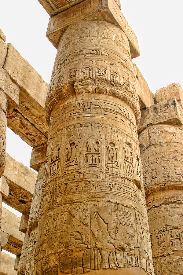 Upper Portion Karnak Temple coloumns Photograph by Linda Phelps