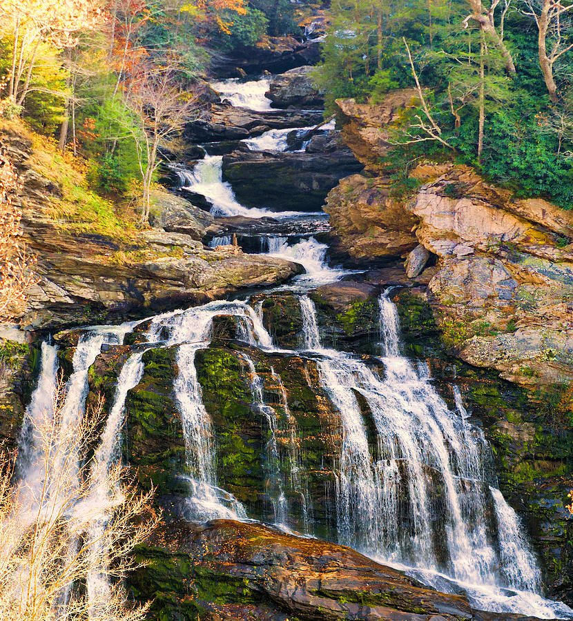Upper Whitewater Falls NC - Posterized Photograph by Gregory Scott