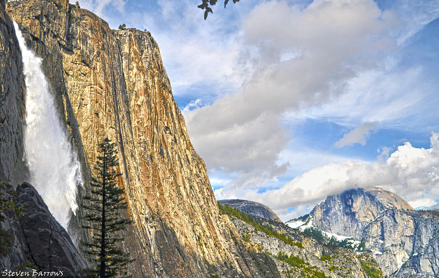 Upper Yosemite Fall and Half Dome Photograph by Steven Barrows