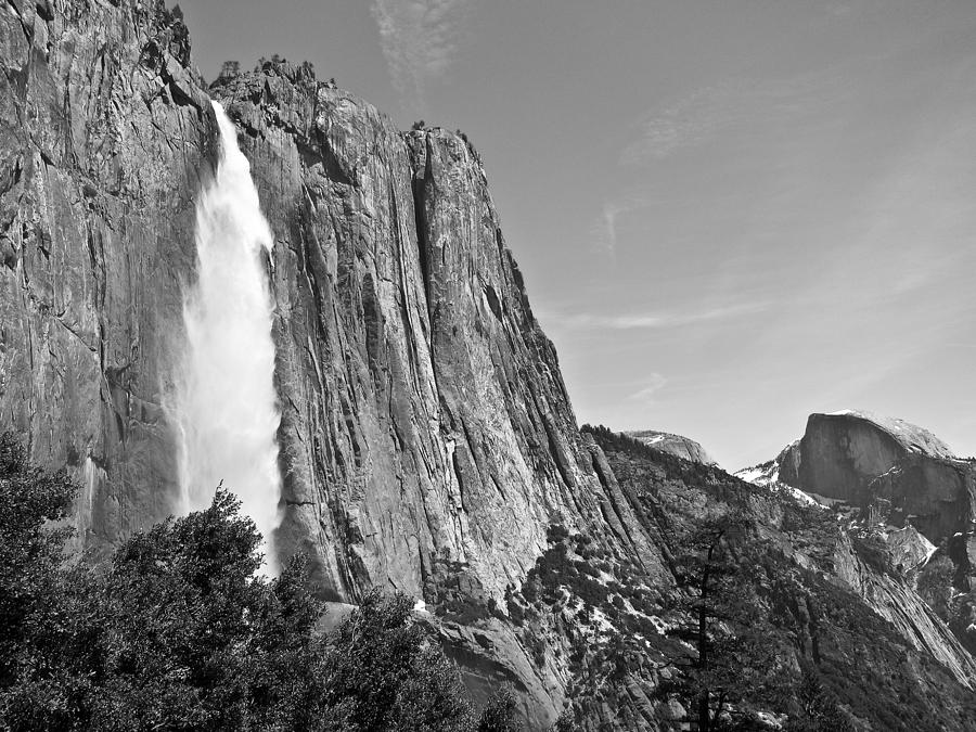 Upper Yosemite Fall with Half Dome Photograph by Shane Kelly