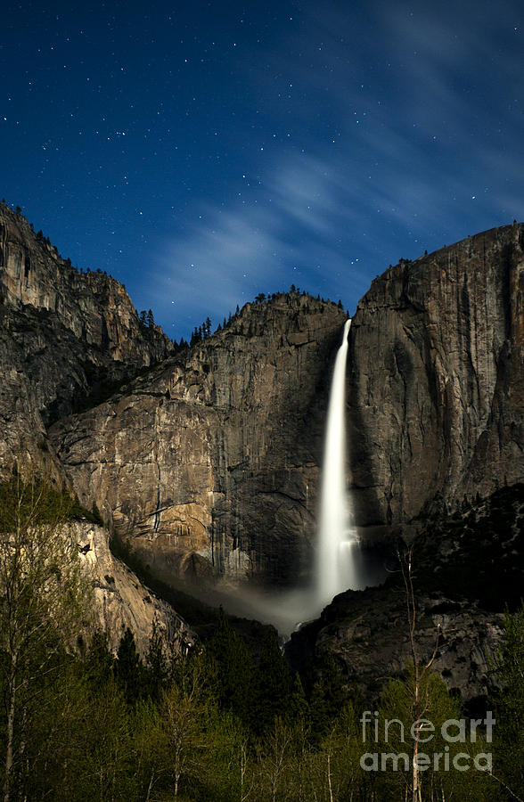 Upper Yosemite Falls by the Moonlight Photograph by Deby Dixon