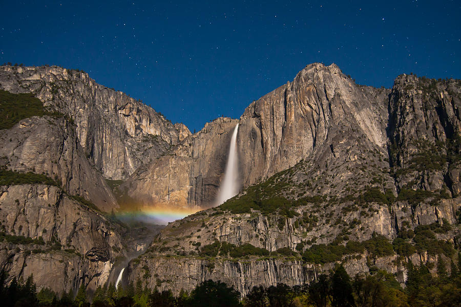Upper Yosemite Falls Moonbow Wide View Photograph by Marc Crumpler