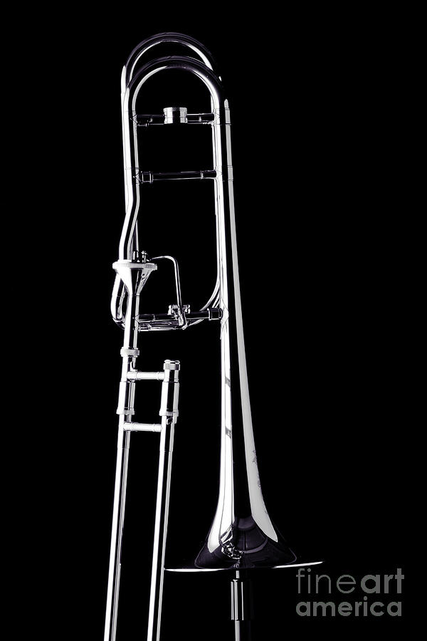 Upright Rotor Tenor Trombone on Black in Sepia 3465.01 Photograph by M K Miller
