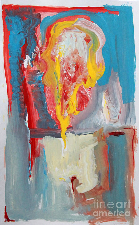 Upside down Flame abstract Painting by Anne Cameron Cutri