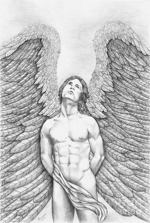 Upward Looking Male Angel is a drawing by Dawn Rosendahl which was uploaded...