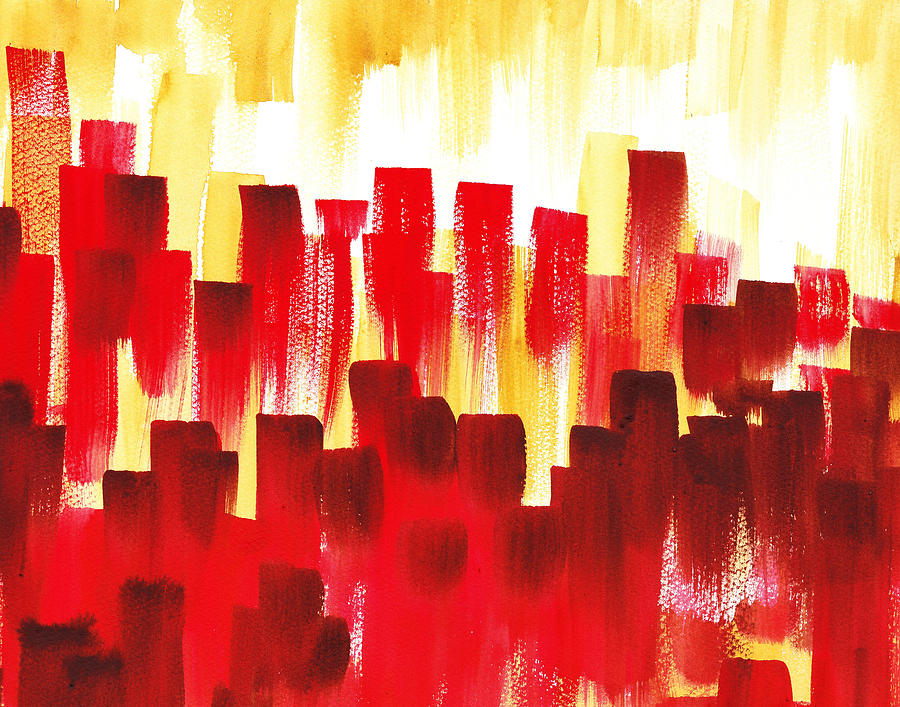 Urban Abstract Red City Lights Painting by Irina Sztukowski