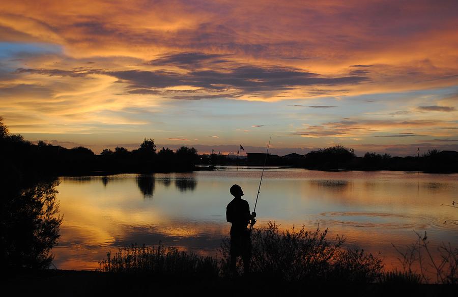 Sunset Photograph - Urban Angler by Edward Curtis