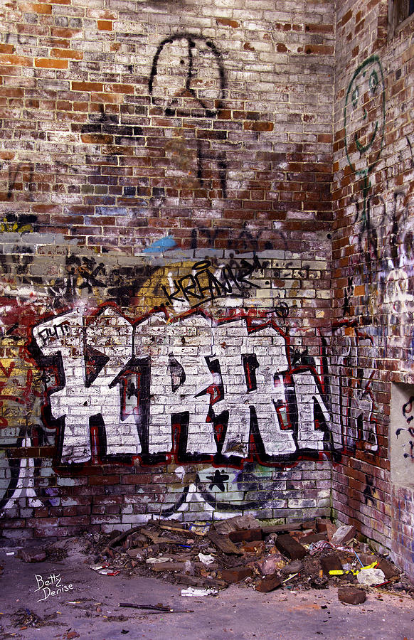 Brick Photograph - Urban Art - Graffiti - Krank by Betty Denise