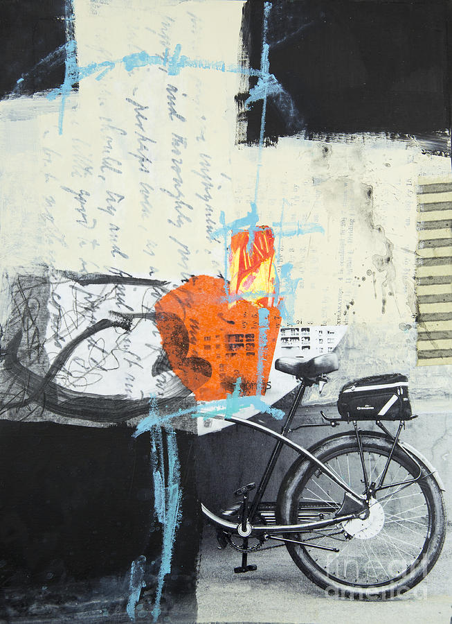 Abstract Mixed Media - Urban bicycle by Elena Nosyreva