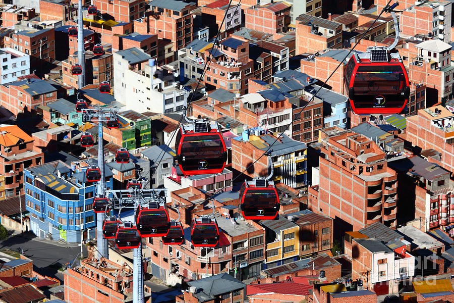 Urban Cable Cars Above La Paz Bolivia Photograph by James Brunker