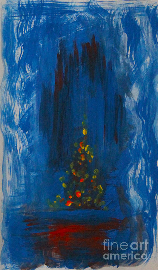 Urban Christmas Tree Painting by Anne Cameron Cutri