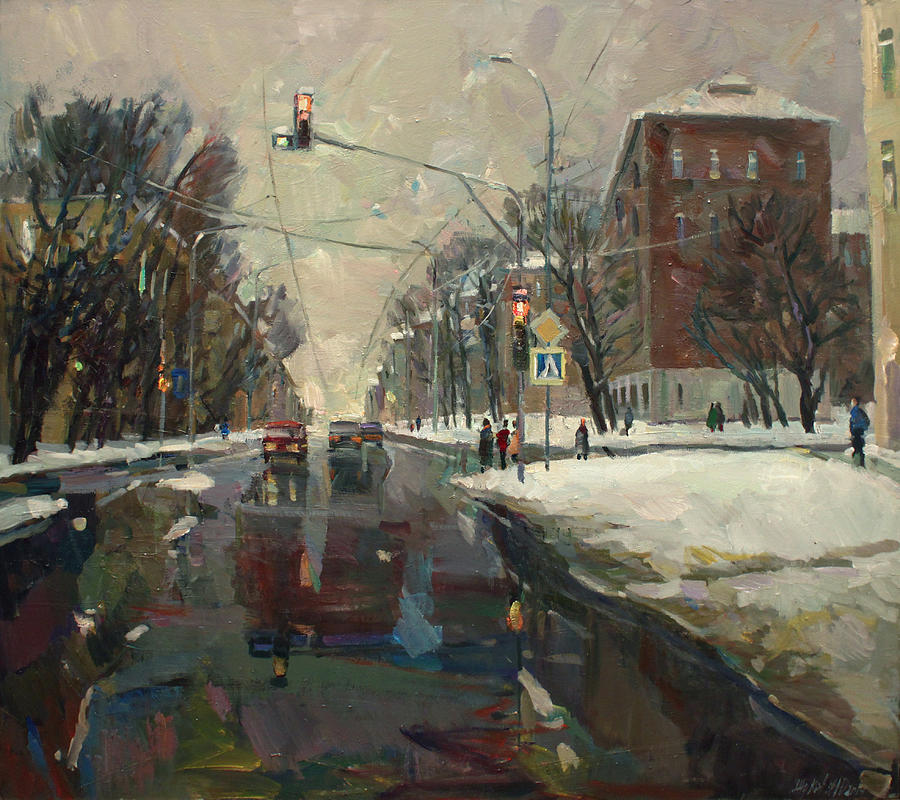 Urban crossroad Painting by Juliya Zhukova