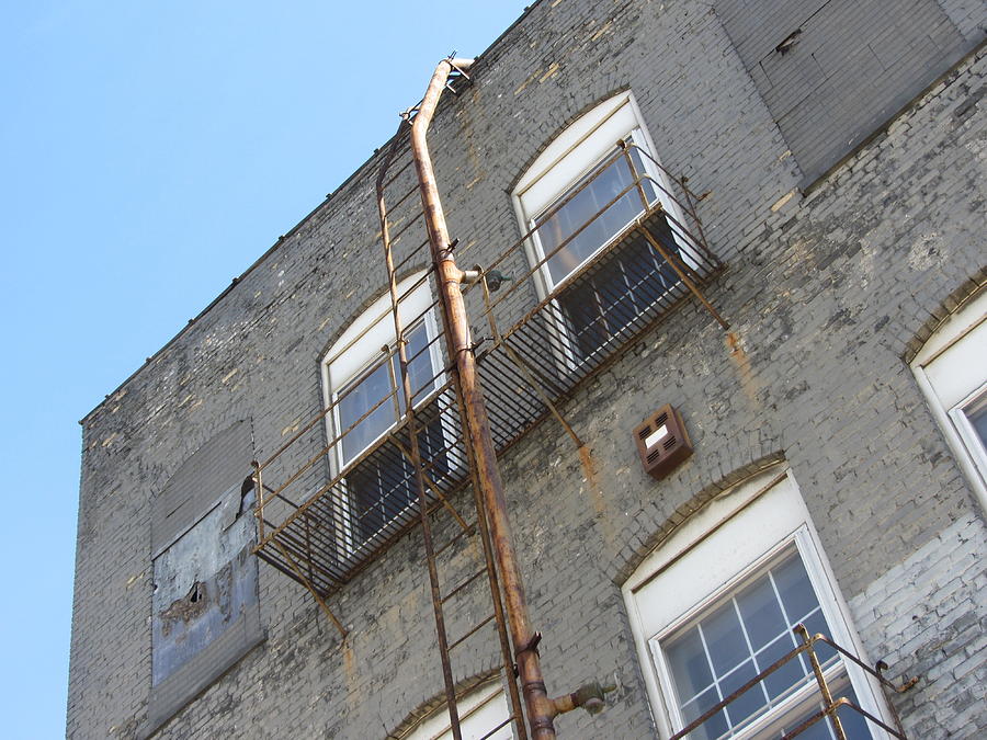 Urban Decay Grey Wall Ladder Photograph by Anita Burgermeister