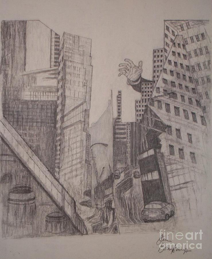 Surrealism Drawing - Urban Insanity by Jim Bomkamp